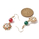 Orecchini pendenti in lega smaltata a tema natalizio con perline in resina EJEW-JE05309-3