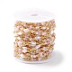 Brass Glass Bead Link Chains with ABS Imitation Pearl Beads CHS-P016-39G-08-4