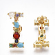 (vendita di fabbrica di gioielli per feste) orecchini a bottone in ottone con micro pavé di zirconi cubici EJEW-S201-41I-1