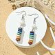 Natural Pearl & Dyed Lava Rock Disc Beaded Dangle Earrings EJEW-JE05563-2