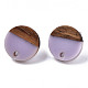 Orecchini a bottone in resina opaca e legno di noce MAK-N032-007A-B04-2