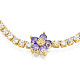 Cubic Zirconia Classic Tennis Necklace with Flower Links NJEW-N048-01D-3