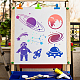 GORGECRAFT 30×30cm Solar System Planets Stencil Astronaut Template Outer Space Theme Drawing Stencils Earth Star Pattern Wall Reusable Templates for Painting on Wood DIY Scrapbook Coloring Decorative DIY-WH0244-243-5
