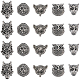 SUNNYCLUE 1 Box 40Pcs Animal Bracelet Beads Animals Head Bead 3D Tibetan Style Antique Silver Alloy Lion Leopard Wolf Fox Owl Beads Loose Spacer Beads for Jewelry Making Beading Kits DIY Crafts TIBEB-SC0001-25-1