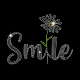 Wort-Lächeln- und Gänseblümchenmuster-Glas-Hotfix-Strass DIY-WH0303-103-1