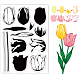 GLOBLELAND Layering Tulip Clear Stamps Layered Tulip Flower Plants Silicone Clear Stamp Seals for Cards Making DIY Scrapbooking Photo Journal Album Decoration DIY-WH0167-56-955-1