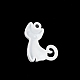 合金エナメル、焼き付け塗装ペンダント  猫  ホワイト  20x15x4mm  穴：1.8mm PALLOY-D065-04-3