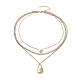 Dreilagige Halskette mit Kristall-Strassherz und Wort „Liebe dich“ NJEW-C036-07G-2