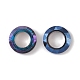 電気メッキガラスリンクリング  クリスタル宇宙リング  プリズムリング  多面カット  バックメッキ  丸いリング  ブルー  14x3.5~4mm  内径：8.3mm GLAA-A008-04A-02-2
