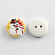 Muñeco de nieve de Navidad de 2 hoyo impreso botones de madera X-BUTT-R032-057-2