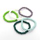 Bracelets extensibles en perles en rondelles facettées en verre de cristal opaque de couleur unie BJEW-F072-M-1