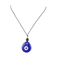 Lampwork Evil Eye & Natural Lava Rock & Synthetic Hematite Pendant Necklace with Nylon Thread NJEW-JN04323-5