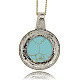 Flat Round Synthetic Turquoise Pendants G-D584-03-2