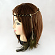 Woman's Dyed Feather Braided Suede Cord Headbands OHAR-R184-02-2