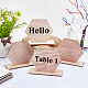 カスタム木製卓上ウェディングナンバーディスプレイスタンド  六角形のテーブル番号記号イベント パーティー ホルダー  淡い茶色  ボード：8.6x8.6x0.3センチメートル  2個/セット ODIS-WH0046-01-4