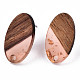 Transparent Resin & Walnut Wood Stud Earring Findings MAK-N032-005A-F04-2