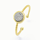 電気メッキ天然石ドゥルージーアゲートカフ指輪指輪  真鍮パーツ  ゴールドカラー  19mm  1.5~2.5mm RJEW-I052-04G-4