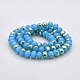 Half Rainbow Plated Faceted Rondelle Imitation Jade Glass Beads Strands GLAA-A024E-HR10-2