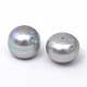 Cuentas redondas planas naturales de perlas cultivadas de agua dulce X-PEAR-R015-48-2
