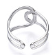 304 Stainless Steel Knot Open Cuff Ring RJEW-N040-06-3