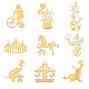 OLYCRAFT 9pcs 1.6x1.6 Inch Carnival Circus Metal Stickers Mardi Gras Self Adhesive Gold Stickers Clown Magic Metal Gold Stickers for Scrapbooks DIY Resin Crafts Phone Water Bottle Decor DIY-WH0450-112-1