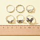 Ensemble d'anneaux empilables en alliage de forme papillon et coeur et chaîne 6 pièces 6 styles RJEW-FS0001-05A-4