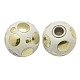 丸い点手作りのインドネシアビーズ  真鍮コアと  ホワイト  サイズ：直径約13~15mm  穴：3.8mm X-CLAY-G032-7-1