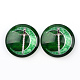 ガラスカボションハンドメイドDIYパーツ  模様の半円形/ドーム  濃い緑  12x4mm X-GGLA-L020-12mm-28-1