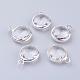 Silver Color Plated Brass Glass Flat Round Charms GLAA-M003-A-21S-1