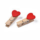 Embarcaciones de madera clavijas clips con los abalorios del corazón WOOD-R249-006-2
