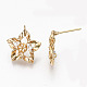 Hollow Brass Micro Pave Clear Cubic Zirconia Stud Earring Findings KK-R117-059-NF-3