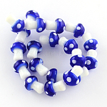 Mushroom Handmade Lampwork Beads Strands, Blue, 16x12mm, Hole: 2mm, about 20pcs/strand, 13.7 inch