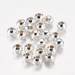 Perles rondes de fer, couleur argentée, 6mm, Trou: 2mm