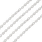 Iron Cable Chains, for DIY Jewelry Making, with Spool, Unwelded, Oval, Lead Free, Silver Color Plated, 3x2x0.5mm, about 328.08 Feet(100m)/roll