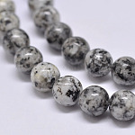 Fili di perle di diaspro / kiwi di sesamo naturale, tondo, grigio, 6mm, Foro: 1 mm, circa 62pcs/filo, 15.1 pollice