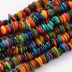 Colorful Natural Shell Chips Beads Strands Fit Necklace Making, Dyed, 5~10mm, Hole: 1mm, about 402pcs/strand, 32 inch