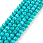 Hebras de perlas naturales Howlite, teñido y climatizada, facetados, redondo, turquesa, 8mm, agujero: 1 mm