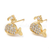 Серьги-гвоздики из латуни «кит» с фианитами EJEW-D061-42G