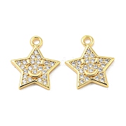 Brass Micro Pave Clear Cubic Zirconia Charms KK-H460-17G