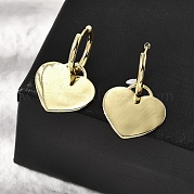 Латунные серьги-кольца в форме сердца EJEW-L261-022G