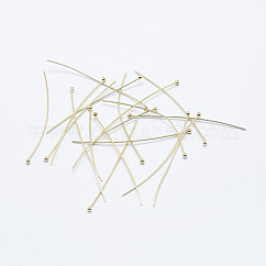 Alfileres de cabeza de bola de latón, Plateado de larga duración, sin níquel, real 18k chapado en oro, 45x0.6mm, 22 diámetro, cabeza: 1.8 mm, 160 unidades / bolsa