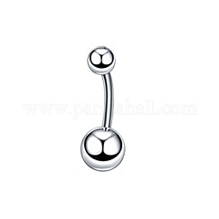Piercing para el ombligo redondo de acero inoxidable 304 de diámetro 15, anillos para perforar el ombligo, Joyas para el cuerpo con barra curvada para mujeres, color acero inoxidable, 10mm, pin: 1.6 mm