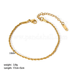 Bracelets élégants en chaîne rolo en acier inoxydable 304 pour femmes, véritable 18k plaqué or, 6-3/4 pouce (17 cm)