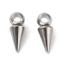 Pendentifs en acier inoxydable 304 anti-ternissement, charme de cône, couleur inoxydable, 16x6mm, Trou: 3.2mm