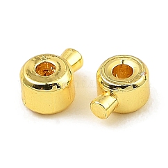 Abalorios de latón, sin plomo y cadmio, Plateado de larga duración, columna, real 18k chapado en oro, 4.5x3.5x2.5mm, agujero: 0.9 mm