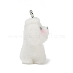 Pendentifs en résine opaque floquée à thème animalier&nbsp;RESI-H042-01P-17