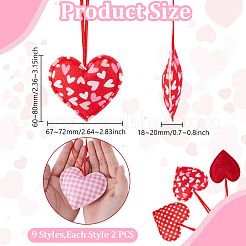 18 colgante de corazón de poliéster de 9 estilos para decorar.&nbsp;HJEW-DR0001-08
