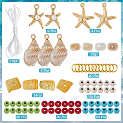 DIY-Armband-Sets zum Basteln mit synthetischen Türkis- und Muschelperlen zum Thema Ozean&nbsp;DIY-SC0028-41