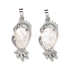 Экологически чистые подвески из латуни с покрытием из натуральной белой раковины&nbsp;SSHEL-M020-01P-05