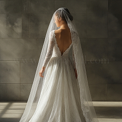 Свадебная фата из полиэфирной сетки&nbsp;AJEW-WH0696-304
